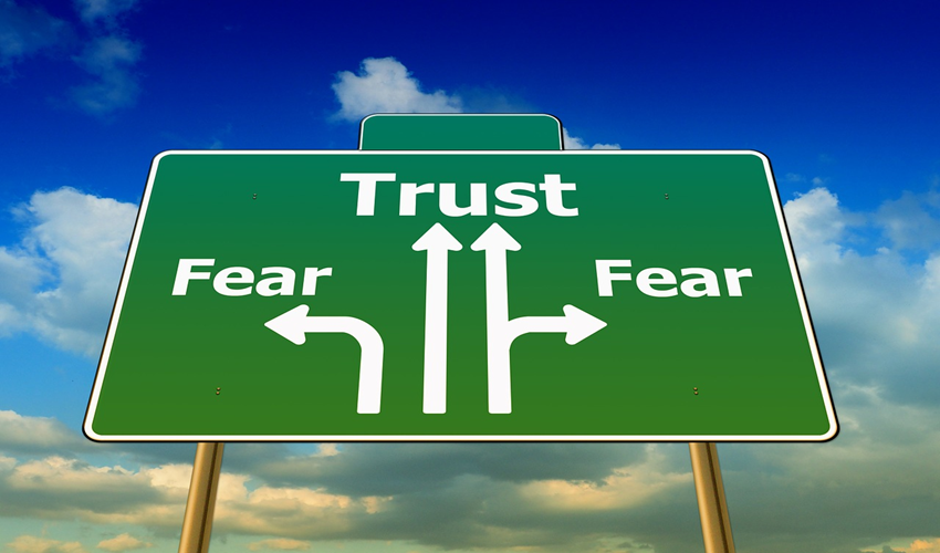 image of a signpost saying trust and fear