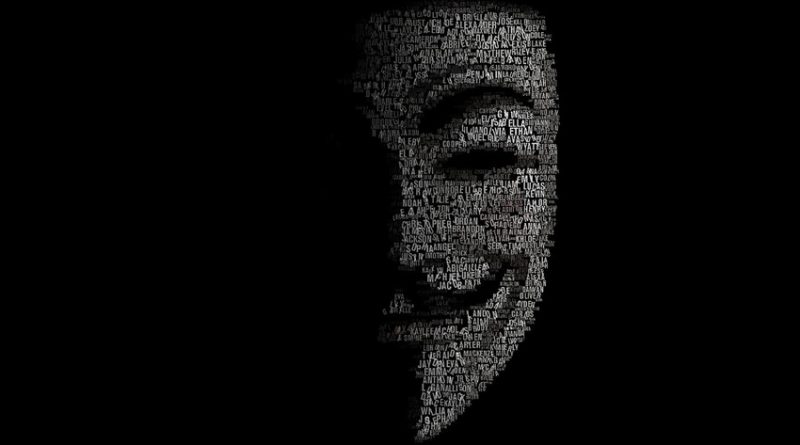 anonymous mask set against code background
