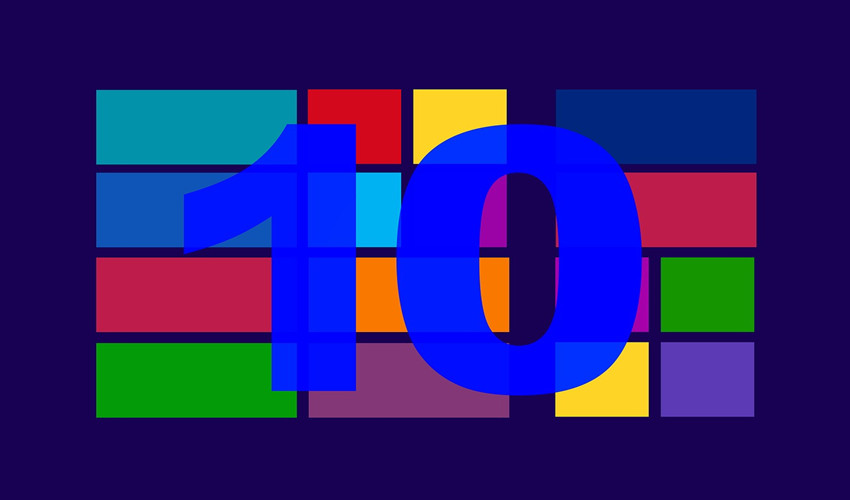 Number 10 superimposed upon Windows colour blocks