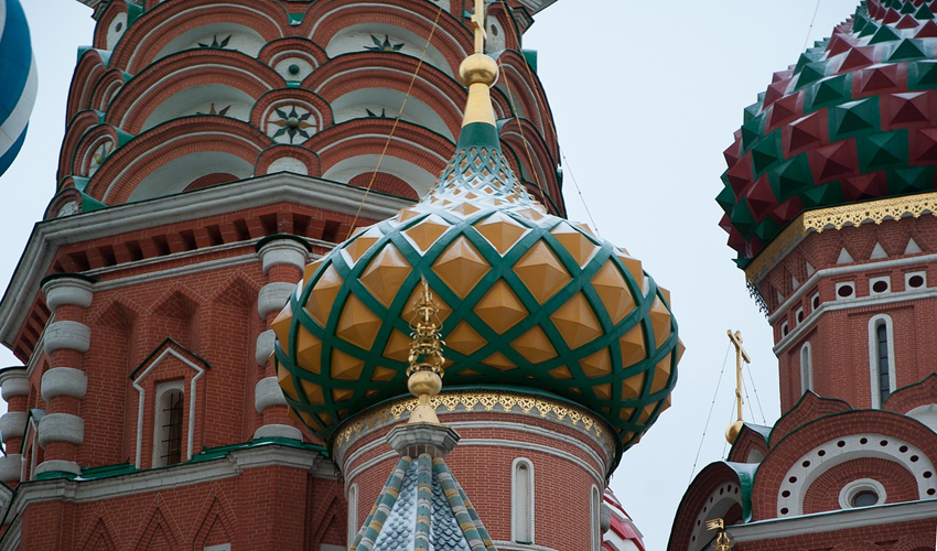Close up of domes in Red Square, Moscow