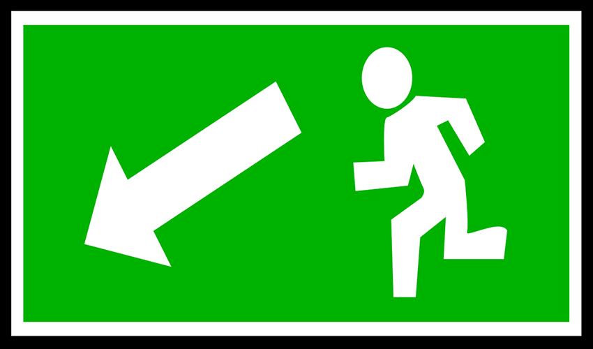 emergency exit to left signage