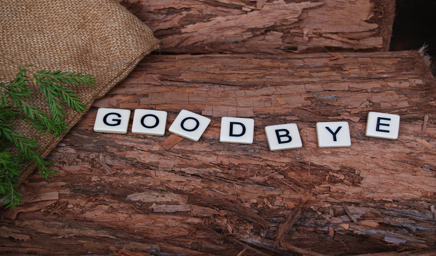 the word goodbye in scrabble tiles