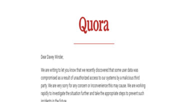 Quora breach notification