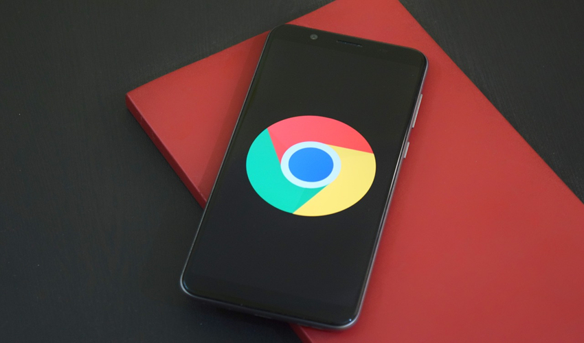 Smartphone displaying Google Chrome logo