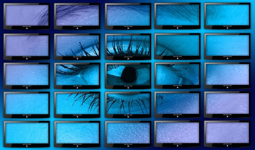 an eye displayed on multiple screens